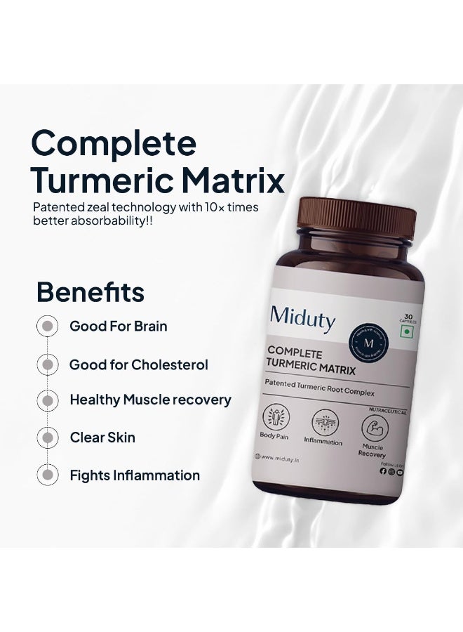 Miduty Complete Turmeric Matrix Pure Extract of Curcuma Longa Roots with Patented Technology than 95% Curcuminodis 30 Veg Capsules - Image 4