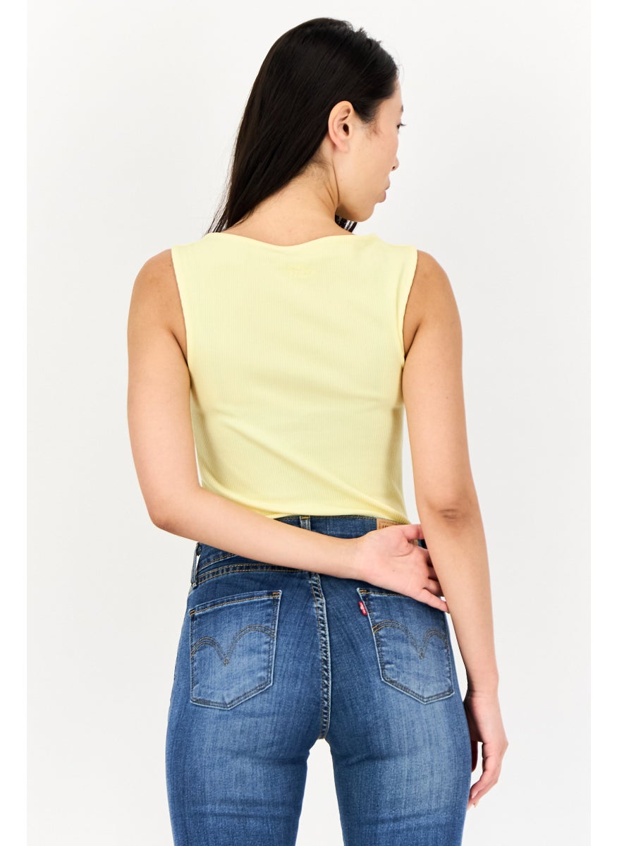 SALSA Women Ribbed Sleeveless Bodysuit, Yellow  - Image 2