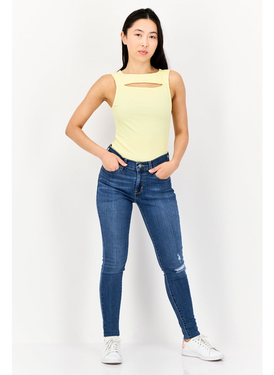 SALSA Women Ribbed Sleeveless Bodysuit, Yellow  - Image 4