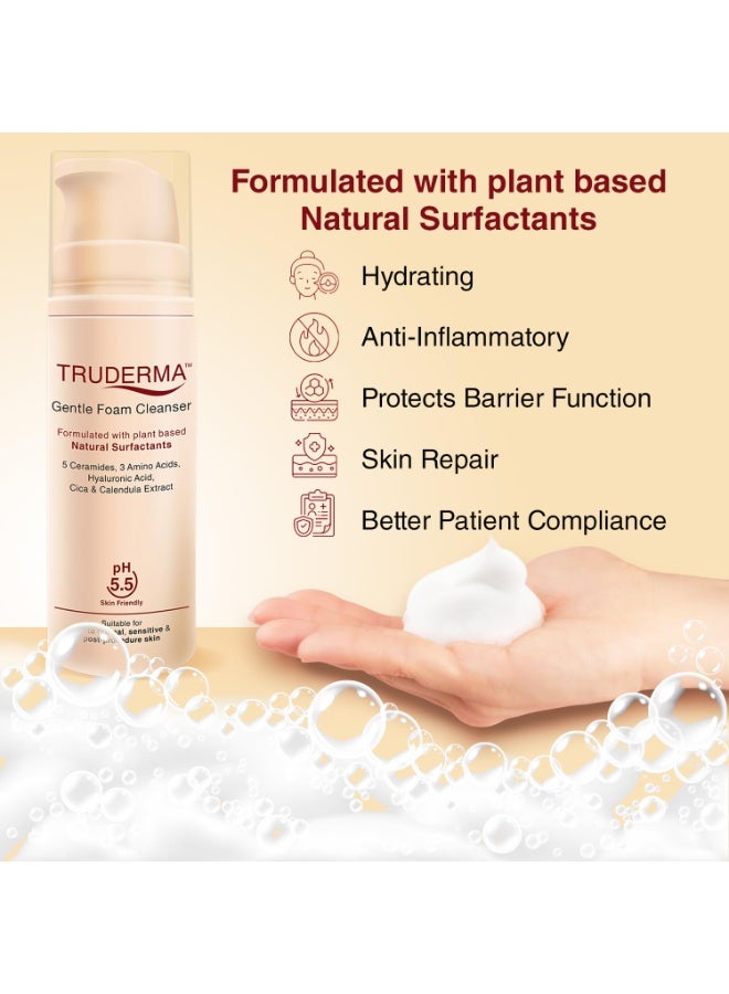 Regaliz Truderma Gentle Foam Cleanser | With Ceramides, Hyaluronic Acid, CICA & Calendula Extract | Gentle Foaming Face Wash for Sensitive, Dry & Normal Skin | 140 ml - Image 3