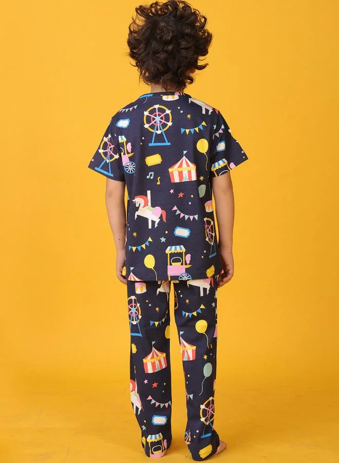 انثريلو طقم من تيشيرت بطبعة سيرك مع بنطال