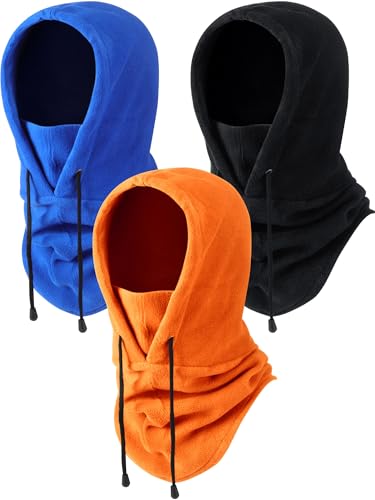 Syhood 3 Pieces Winter Fleece Balaclava Ski Mask Balaclava Face Mask Cold Weather Men Tactical Heavyweight BlackOrangeBlue - Image 1