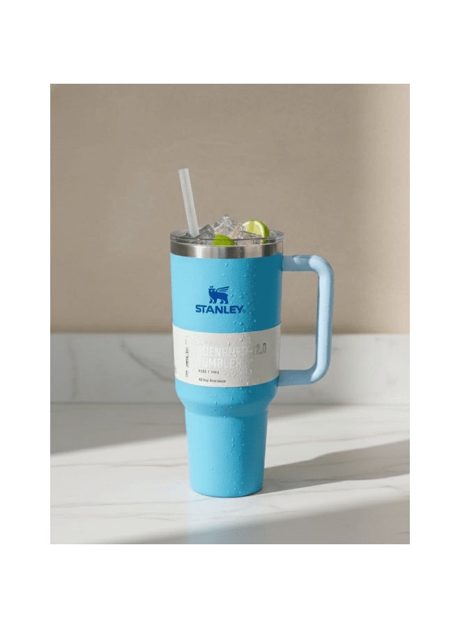 ستانلي مج ستانلي كوينشر H2.0 الأصلي 40 أونصة - لون بيبي بلو | كوب ستانلي حراري ستانلس ستيل | مج استانلي المطور فلو ستيت بمقبض وشاليموه | مج حراري يحفظ البرودة لـ 11 ساعة والمثلجات لـ يومين - Image 3
