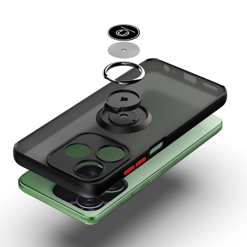 إيروريكس جراب هاتف Tecno Spark 10C Q Shadow 1 Series TPU + PC مع حلقة (أسود + أسود) - Image 2