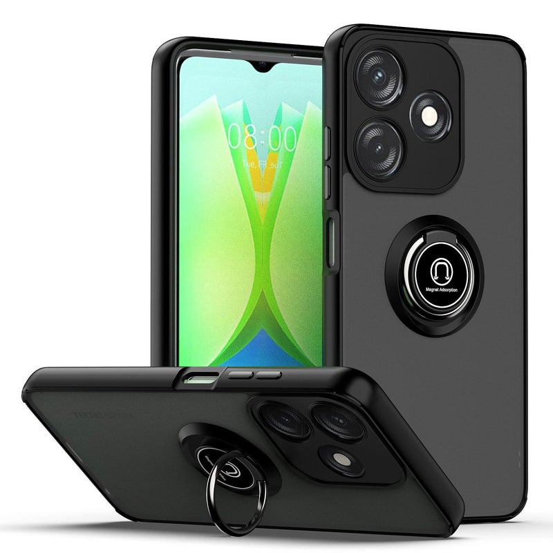 إيروريكس جراب هاتف Tecno Spark 10C Q Shadow 1 Series TPU + PC مع حلقة (أسود + أسود) - Image 1