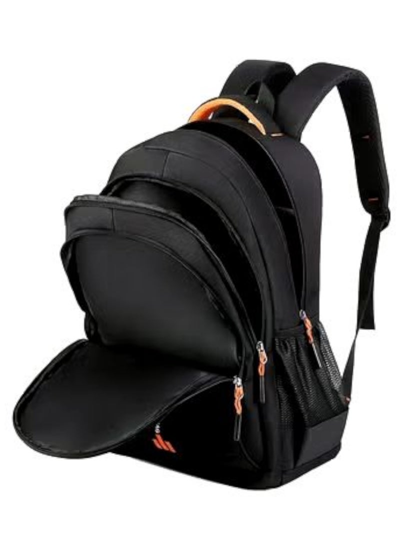 Fashion Sport Durable Backpack For Boys And Girls Suitable For Travel University College School Or Work Large Capacity Adjustable Strap Design Polyester Lining Durable Zipper Pockets For Laptop Books And Travel Essentials Black With Orange  - Image 1