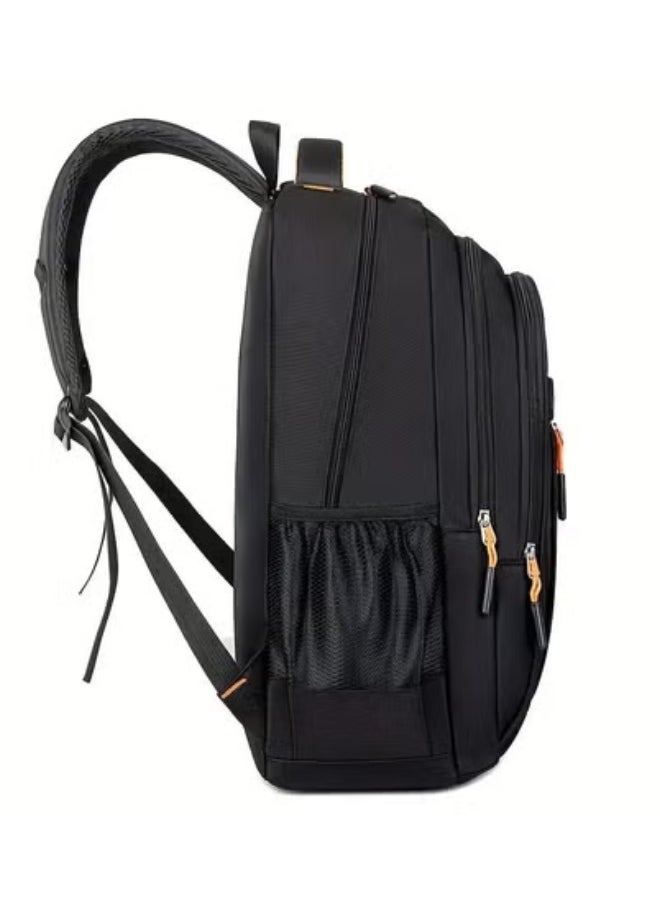 Fashion Sport Durable Backpack For Boys And Girls Suitable For Travel University College School Or Work Large Capacity Adjustable Strap Design Polyester Lining Durable Zipper Pockets For Laptop Books And Travel Essentials Black With Orange  - Image 5