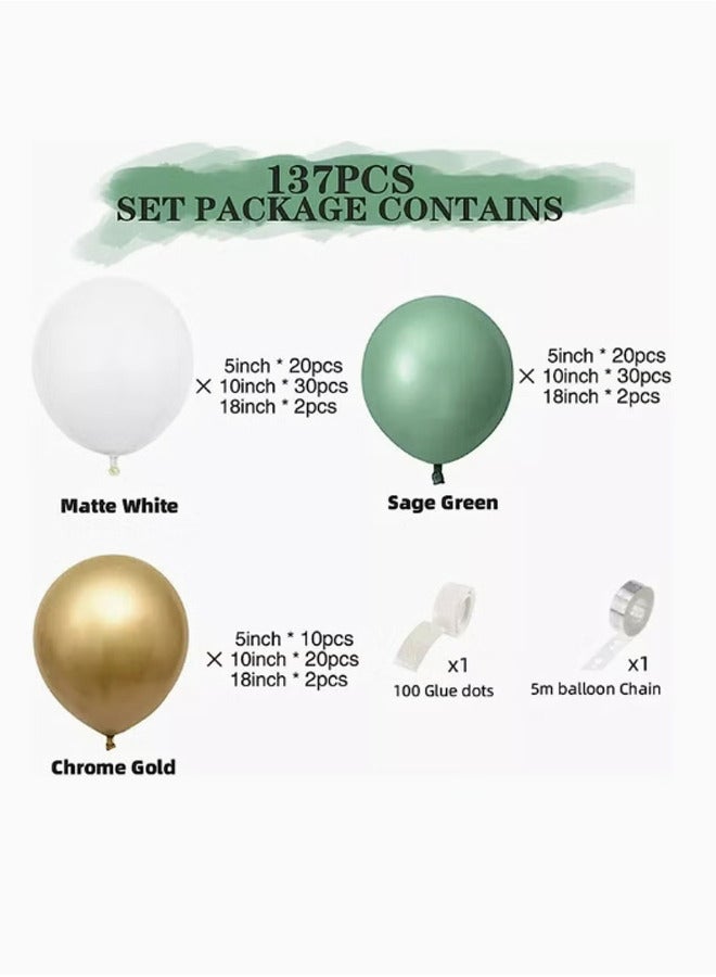 ميكسد مجموعة 138 قطعة من بالونات اللاتكس المزخرفة باللون الأخضر الزيتوني - مثالية للتخرج وحفلات استقبال المولود الجديد وحفلات الزفاف وأعياد الميلاد وحفلات العزوبية - مناسبة للداخلية والخارجية - Image 2
