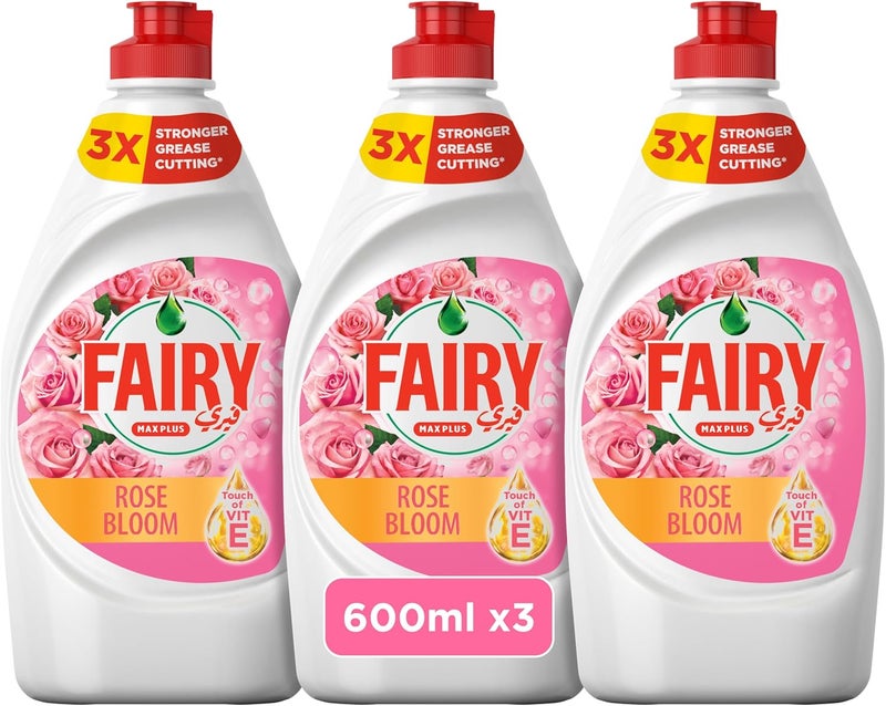 Fairy Dishwashing Liquid, Rose Bloom, 3x600ml - Image 1