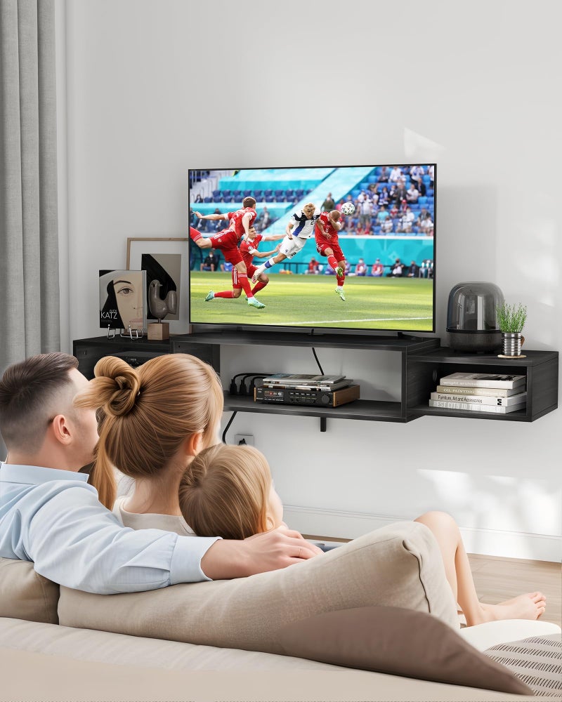 Vicodabo 55" Floating TV Stand with Power Outlet, Wall-Mounted Media Console Shelf for TVs, Modern Entertainment Center with Storage & Cable Management for Living Room,Bedroom (Black) - Image 2