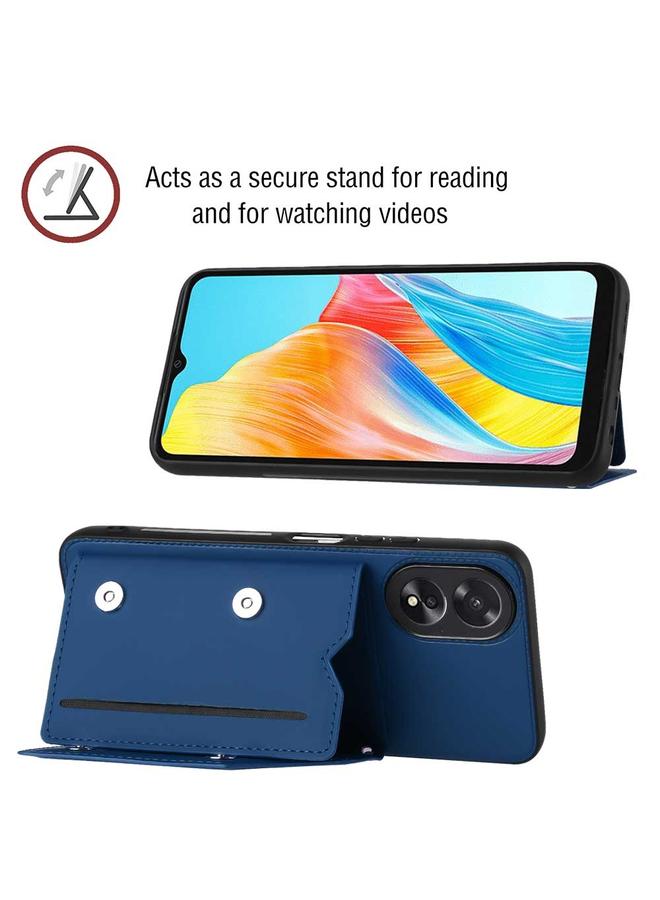 اس-توب جراب لهاتف OPPO A38 4G/A18 4G مصنوع من جلد البولي يوريثان + TPU + PC مع فتحات للبطاقات - Image 2