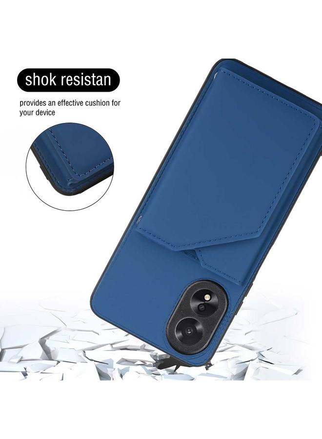 اس-توب جراب لهاتف OPPO A38 4G/A18 4G مصنوع من جلد البولي يوريثان + TPU + PC مع فتحات للبطاقات - Image 4