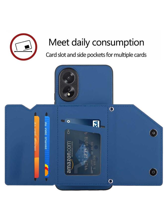 اس-توب جراب لهاتف OPPO A38 4G/A18 4G مصنوع من جلد البولي يوريثان + TPU + PC مع فتحات للبطاقات - Image 3