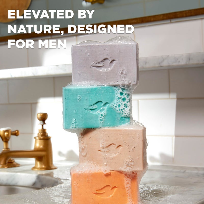 Dove Men+Care صابون دوف للرجال + العناية بار تنظيف برتقال دموي + ملح البحر 4 قطع لإعادة بناء البشرة في الحمام، بار 4 في 1 للشعر والجسم والوجه والحلاقة مع منظف نباتي وزيوت طبيعية 5 أونصات - Image 3