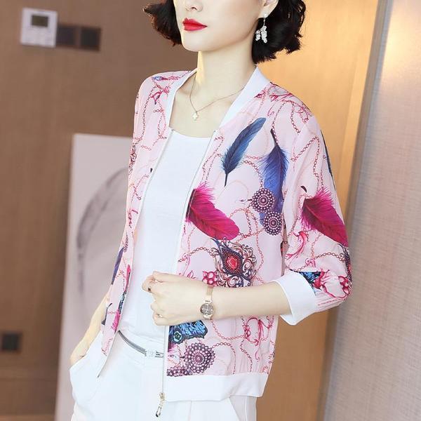 2024 Summer New Large Size Loose Fit Jacket Cardigan Top Short Jacket Trendy Printing Sun Protection Baseball Uniform For Women 3061# 