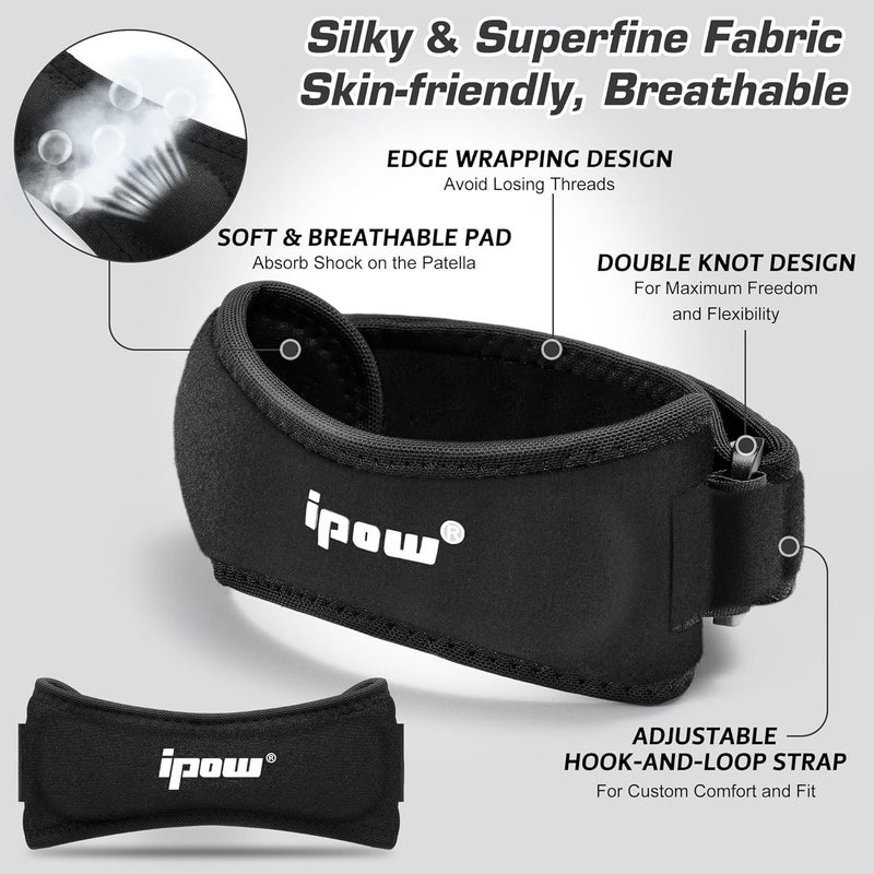 IPOW Patella Tendon Knee Strap 2 Pack Knee Pain Relief & Patella Stabilizer Knee Strap, Patellar Tendon Support Strap, Knee Brace for Running, Hiking, Soccer, Basketball, Jumpers Knee, Tennis, Volleyball & Squats - Image 2