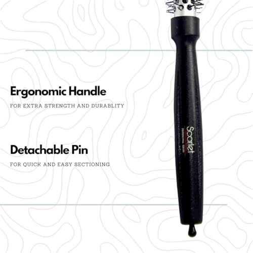 Scarlet Line Professional Extra Large Small Blow Dry Hot Curling Round Hair Styling Brush With Plastic Handle for Men n Women, Black n White, 53 mm - Image 4