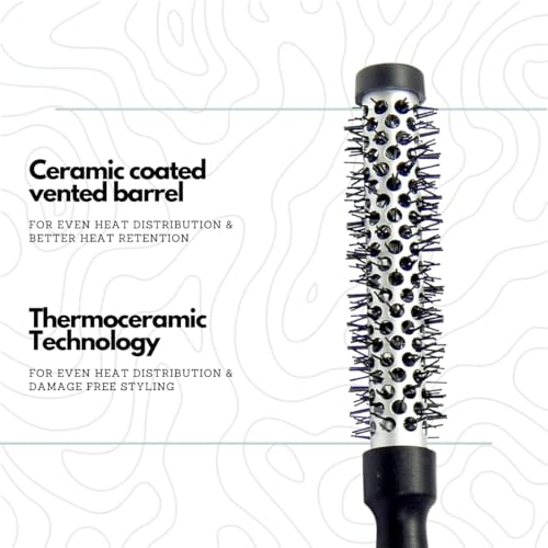 Scarlet Line Professional Extra Large Small Blow Dry Hot Curling Round Hair Styling Brush With Plastic Handle for Men n Women, Black n White, 53 mm - Image 3