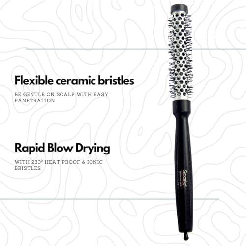 Scarlet Line Professional Extra Large Small Blow Dry Hot Curling Round Hair Styling Brush With Plastic Handle for Men n Women, Black n White, 53 mm - Image 2