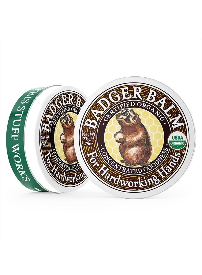 Badger Hardworking Hands Healing Balm, Aloe Vera & Wintergreen, Working Hand Balm, Balm, for Dry Hands, Hand Moisturizer Balm, Certified Organic Hand Balm, Hand Repair Balm, 0.75 oz (2 Pack) - Image 2