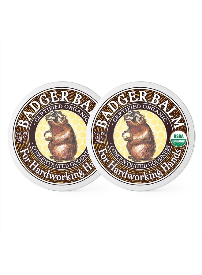 Badger Hardworking Hands Healing Balm, Aloe Vera & Wintergreen, Working Hand Balm, Balm, for Dry Hands, Hand Moisturizer Balm, Certified Organic Hand Balm, Hand Repair Balm, 0.75 oz (2 Pack) - Image 1
