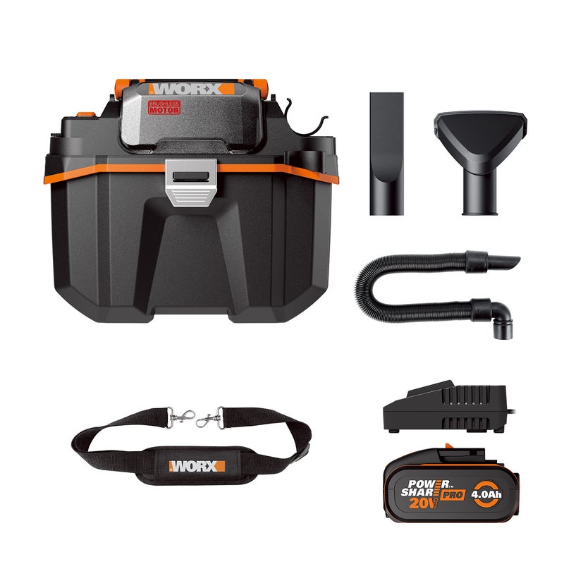 WORX 18V20V MAX Cordless Shop Vacuum WX031 Portable WetDry Vacuum Cleaner 8L Dust Capacity 16 Kpa Strong Suction PowerShare 1  40Ah Battery 1  2A Charger