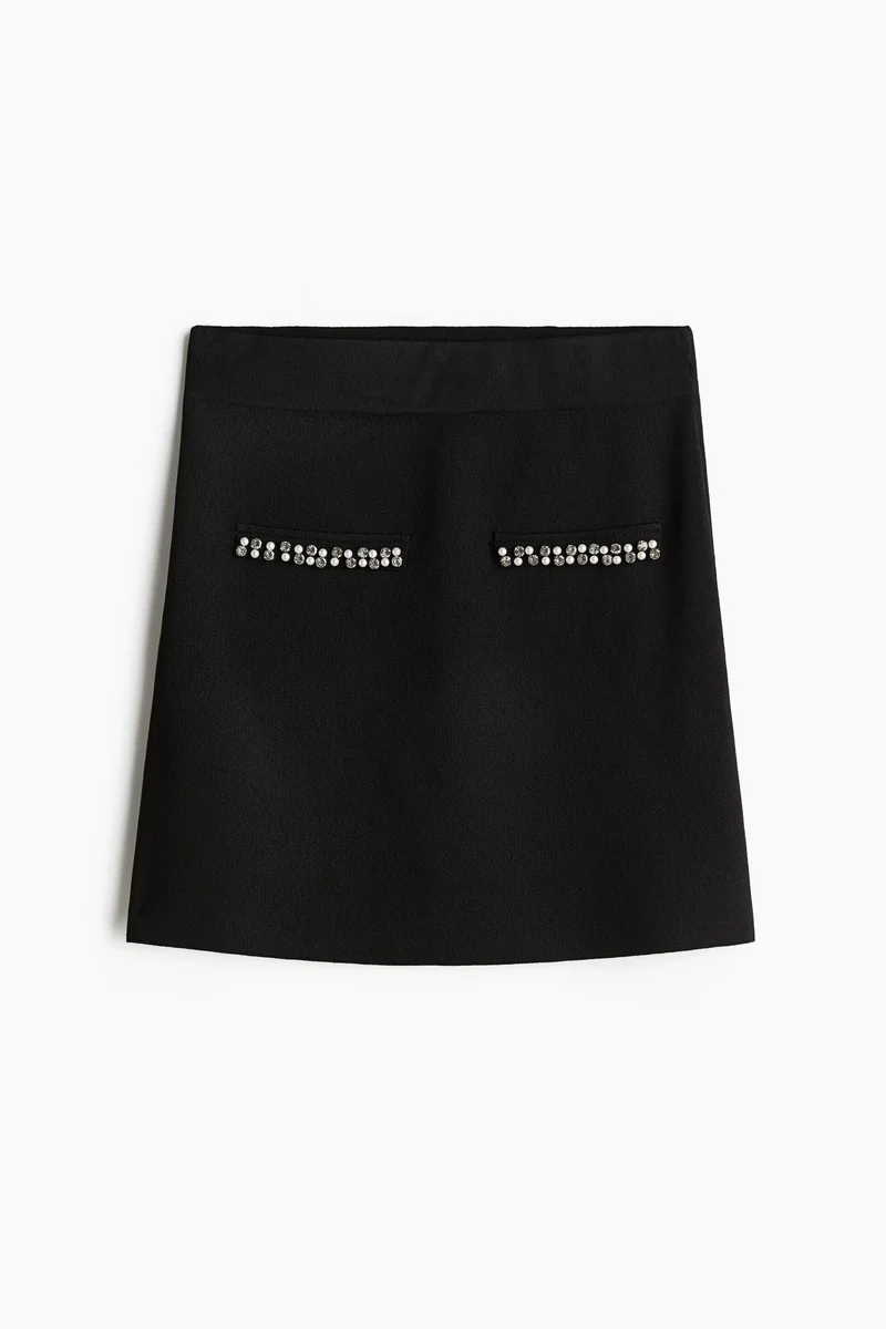 H&M Embellished knitted skirt