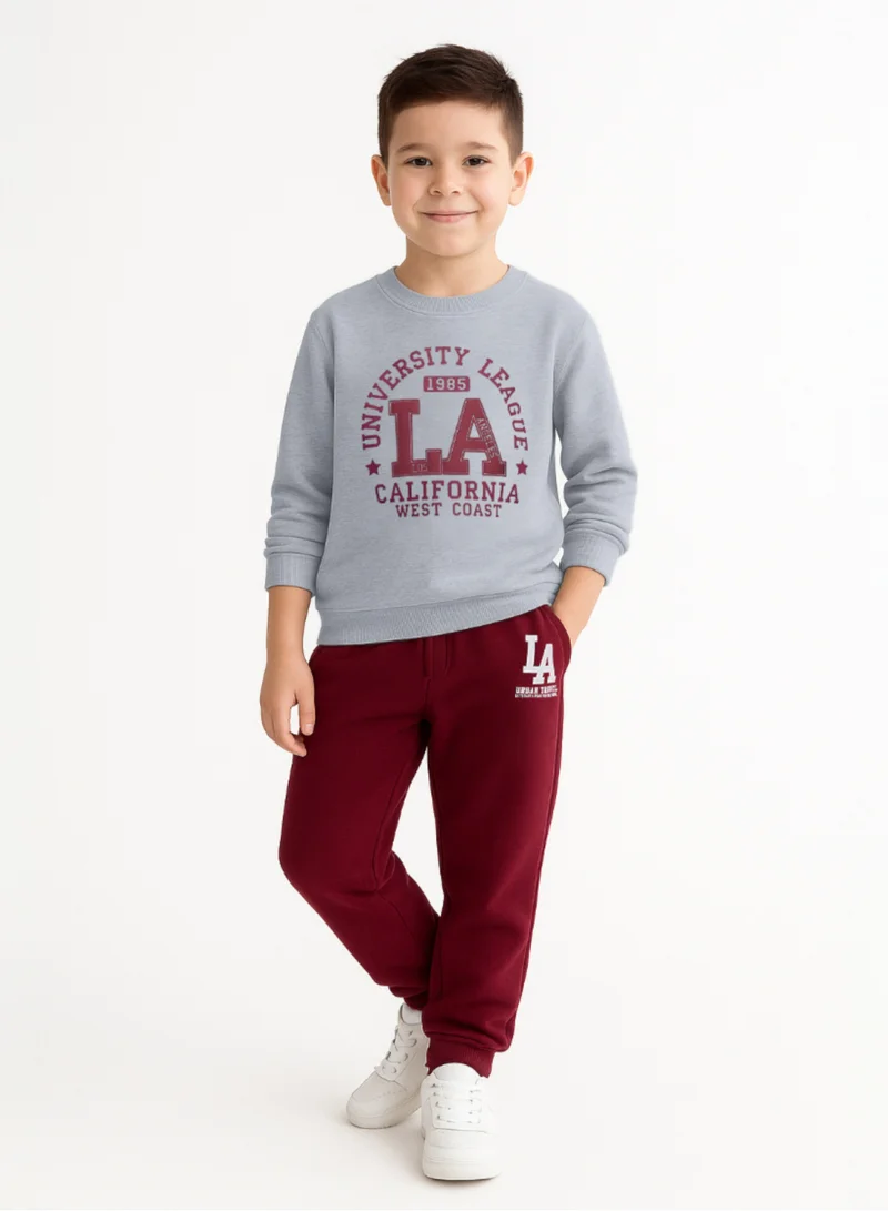 victor and jane Boys 2 Piece Set-Sweat-top and Joggers-  Maroon & Grey