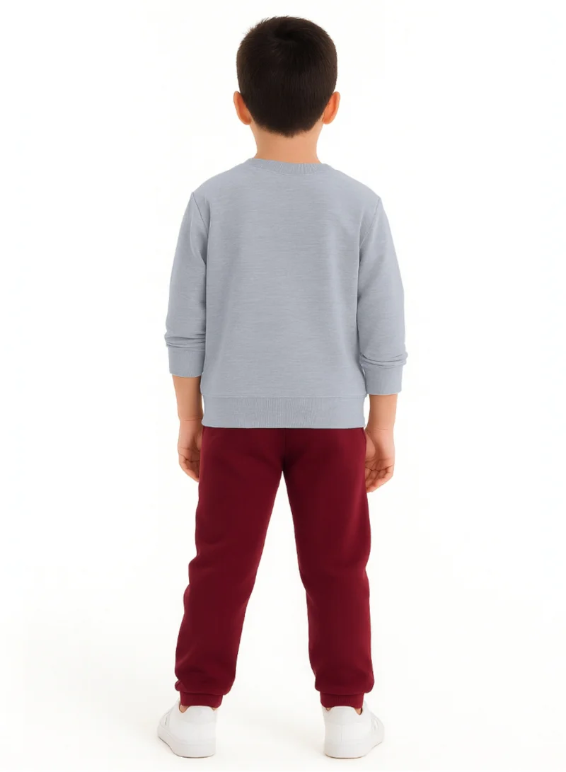 victor and jane Boys 2 Piece Set-Sweat-top and Joggers-  Maroon & Grey