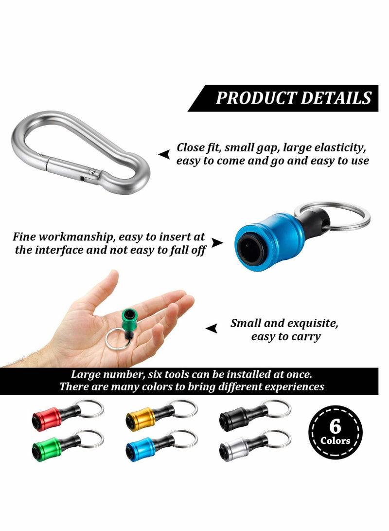 6pcs Keychain Extension Bar, 1/4 Inch Hex Shank Screwdriver Extension Bits Holder, Aluminum Alloy Magnetic Pivot - Image 2