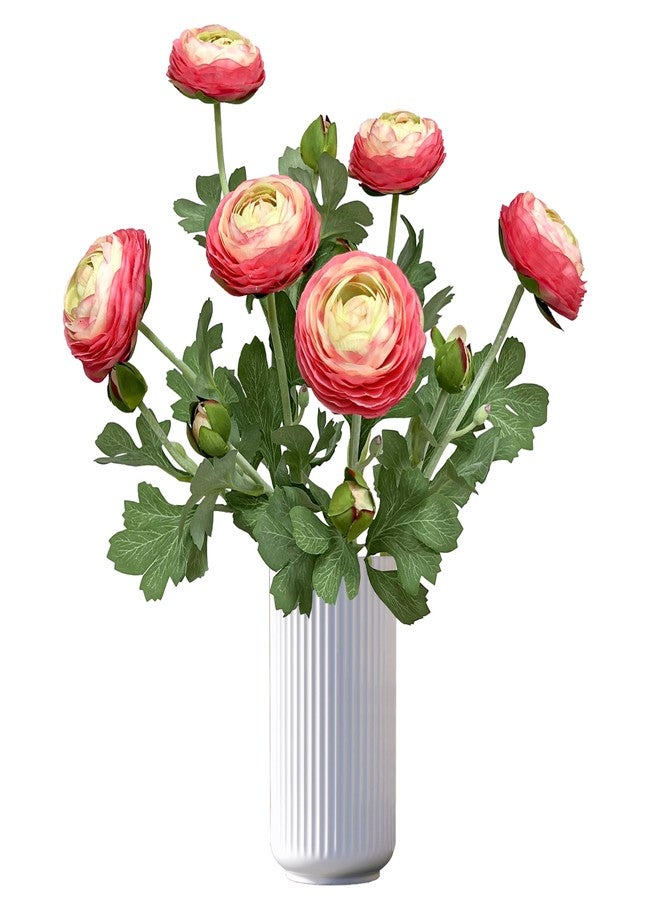 ATFL Pink Ranunculus Artificial Flowers,6 Pcs Artificial Faux Silk Ranunculus Flowers with Real Touch Stems,Fake Peony Flowers for Floral Arrangements DIY Wedding Bouquet Party Table Home Decor - Image 5