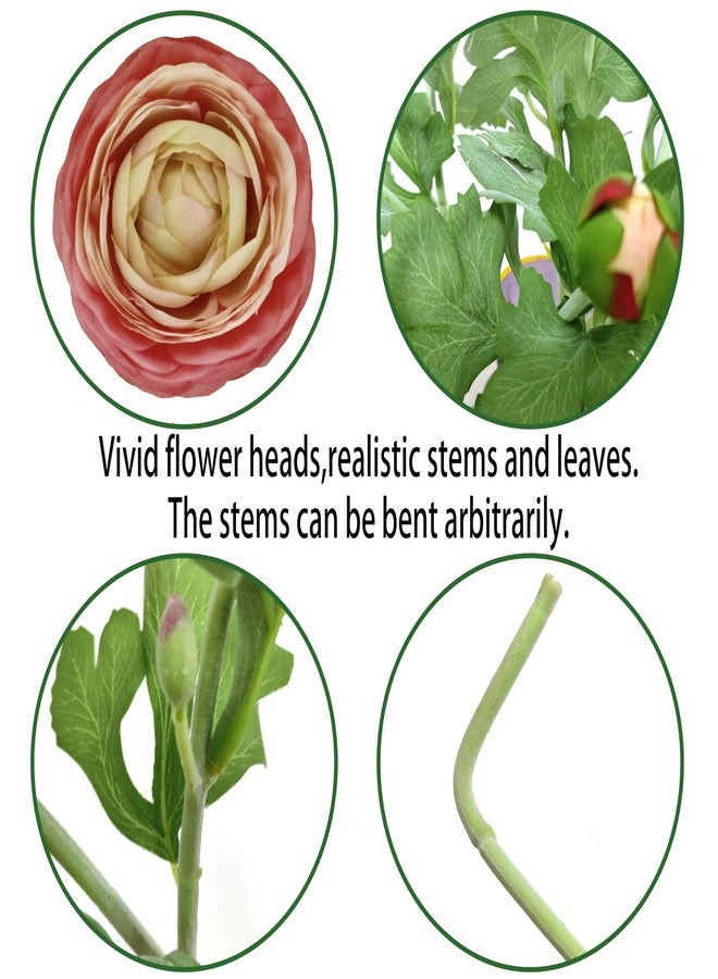 ATFL Pink Ranunculus Artificial Flowers,6 Pcs Artificial Faux Silk Ranunculus Flowers with Real Touch Stems,Fake Peony Flowers for Floral Arrangements DIY Wedding Bouquet Party Table Home Decor - Image 3
