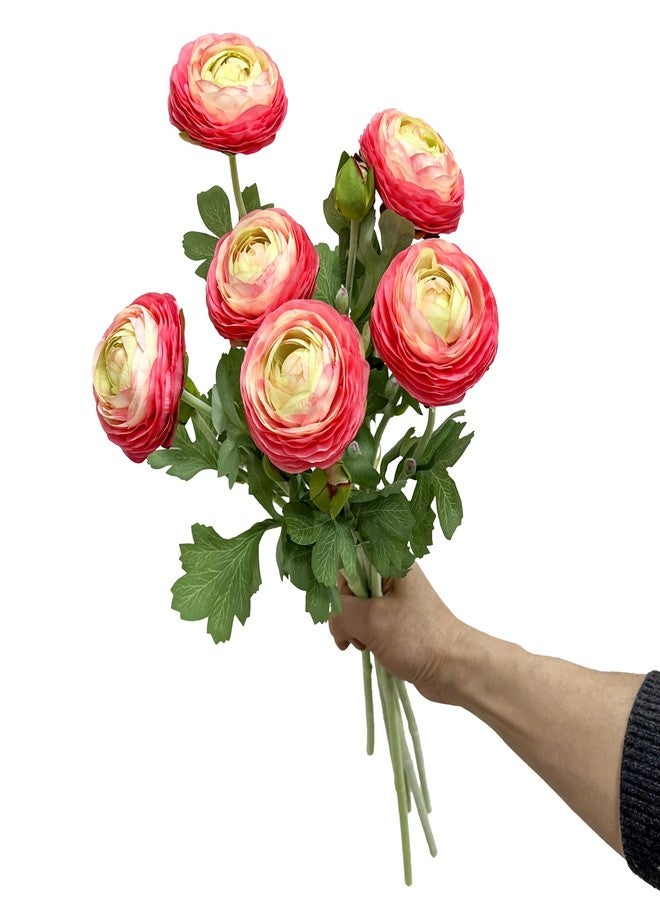 ATFL Pink Ranunculus Artificial Flowers,6 Pcs Artificial Faux Silk Ranunculus Flowers with Real Touch Stems,Fake Peony Flowers for Floral Arrangements DIY Wedding Bouquet Party Table Home Decor - Image 4