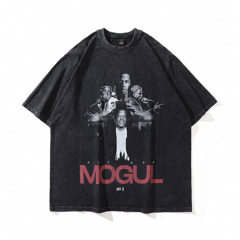 American-Style High Street Trendy Brand Vintage Printed Washed Distressed Short-Sleeved T-Shirt For Men And Women Vibe Lazy Style Half-Sleeved Tee - Image 1