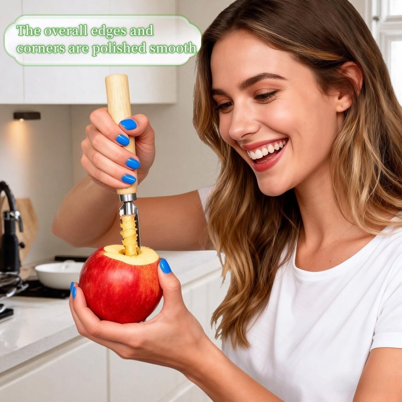 RyanDesign 2-Pack Vegetable Corer Tool - 8" Stainless Steel Fruit & Veggie Corer for Zucchini, Apples, Eggplant - Hollow Out for Stuffing with Wood Handle - Kitchen Coring Tool - Image 3