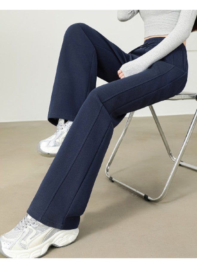Baleno Narrow Wide-Leg Pants For Women, 2025 Autumn High-Waist Drawstring Draped Side-Panel Slimming Versatile Casual Trousers - Image 1