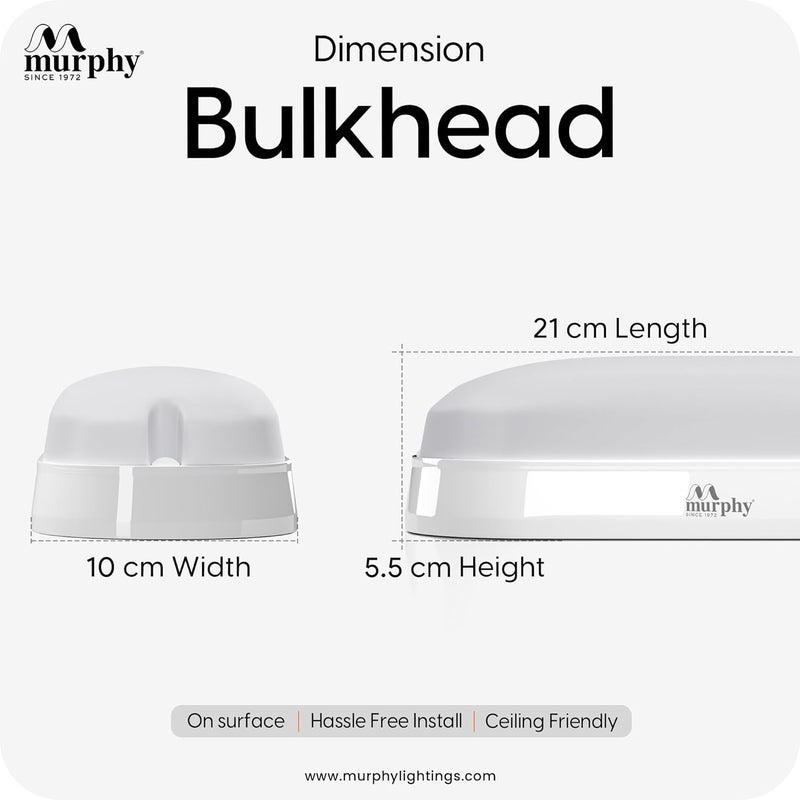 Murphy 20W Wall Lamp LED Oval Shape Outdoor Bulkhead Waterproof IP54 Waterproof Porch Light for Outdoor Garden Bathroom Light (Warm White, Pack of 1) - Image 4