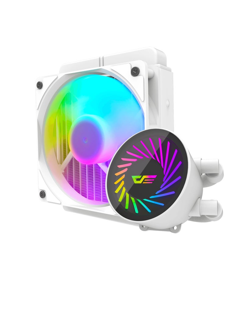 مبرد وحدة المعالجة المركزية السائل darkFlash DCS120 ARGB، مراوح 120*1 ARGB PWM تدعم أحدث مقابس LGA 1700,1200,115X، AM5/AM4/AM3، سرعة 800 ~ 2000 دورة في الدقيقة، مبرد سائل منخفض الضوضاء - Image 1