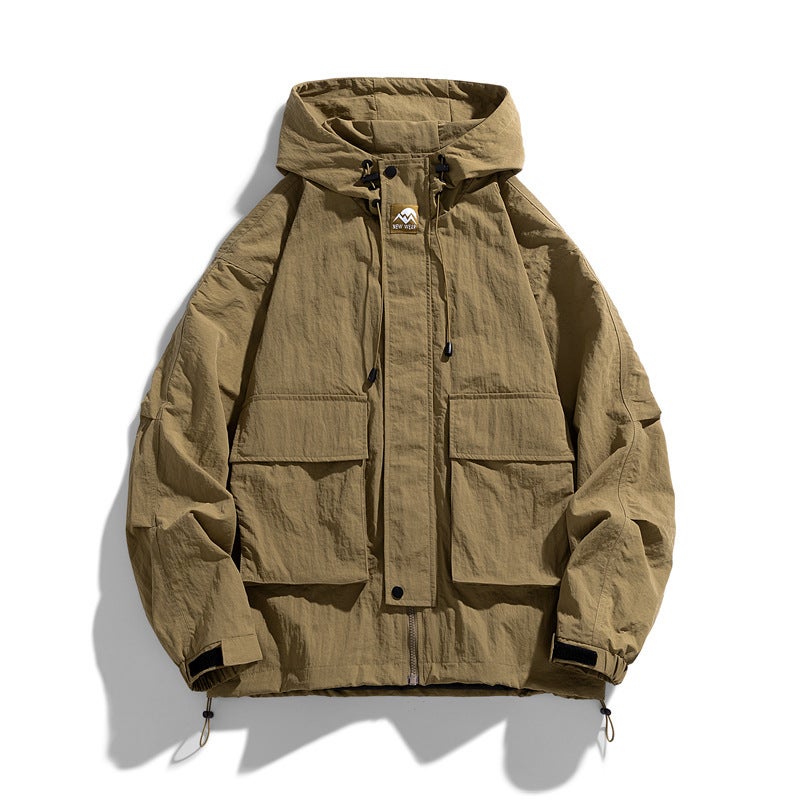 Generic Fashion workwear jacket mens and womens spring and autumn new outdoor large pocket trendy mountaineering clothing couples jacket Coffee 