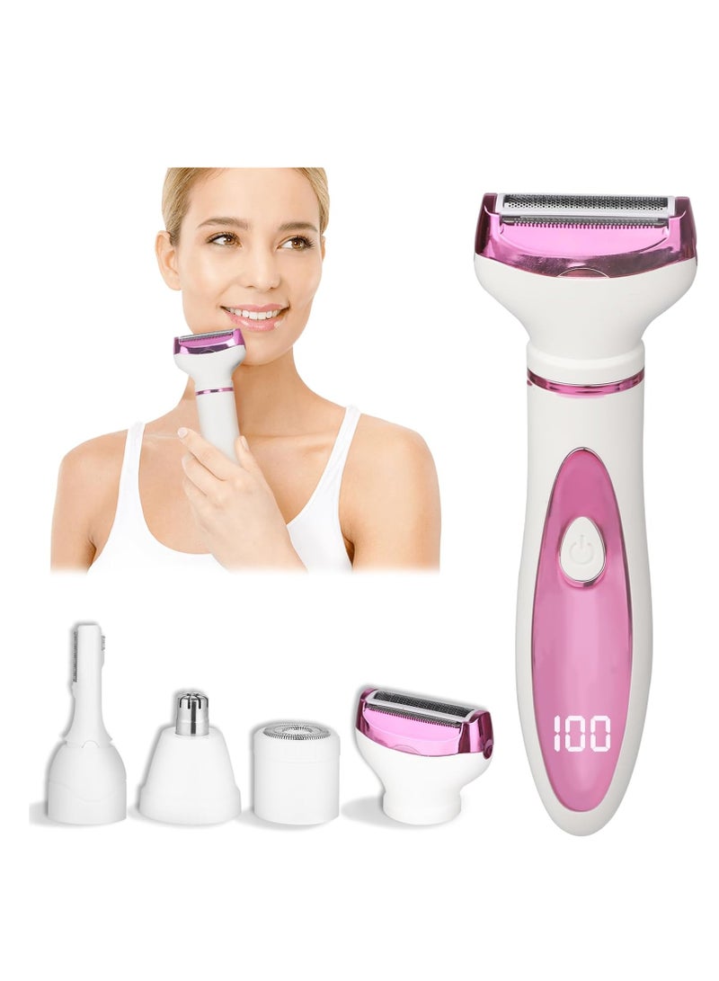 General Electric Razor for Women Men,4 in 1 Painless Ladies Wet & Dry Body Razors and Facial Hair Remover,Rechargeable Led Display Hair Removal Kit for Nose Face Body Leg Bikini Arm Hair (Purple)  - Image 1