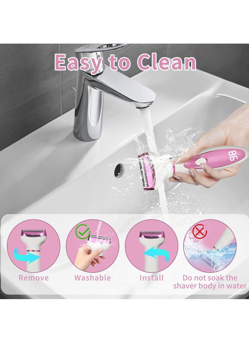 General Electric Razor for Women Men,4 in 1 Painless Ladies Wet & Dry Body Razors and Facial Hair Remover,Rechargeable Led Display Hair Removal Kit for Nose Face Body Leg Bikini Arm Hair (Purple)  - Image 2