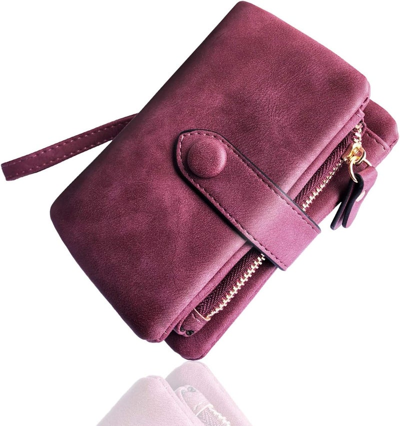 AOXONEL Women's Small Bifold Leather wallet Rfid blocking Ladies Wristlet with Card holder id window Coin Purse - Image 2