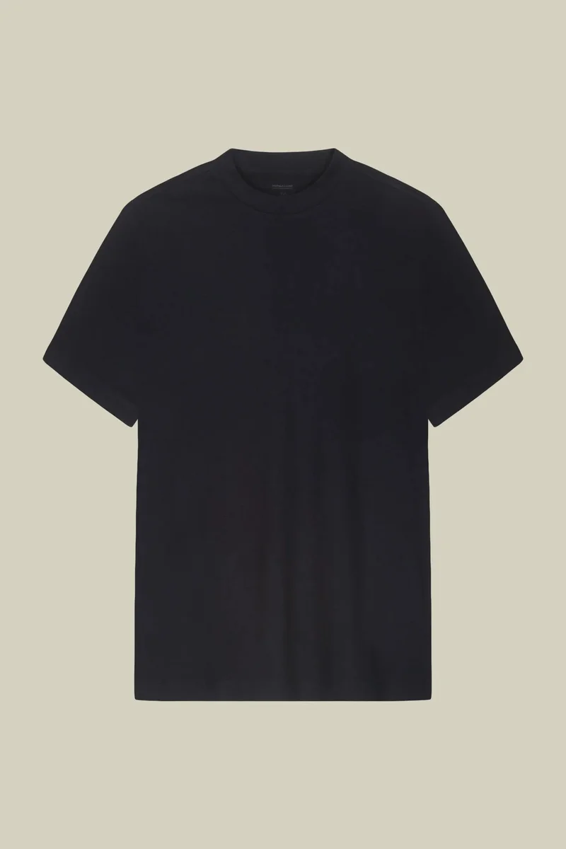 Doppelganger Blue Men's T-shirt in 100% cotton jersey with slightly high neck - DK Blue for Men | Best Price UAE