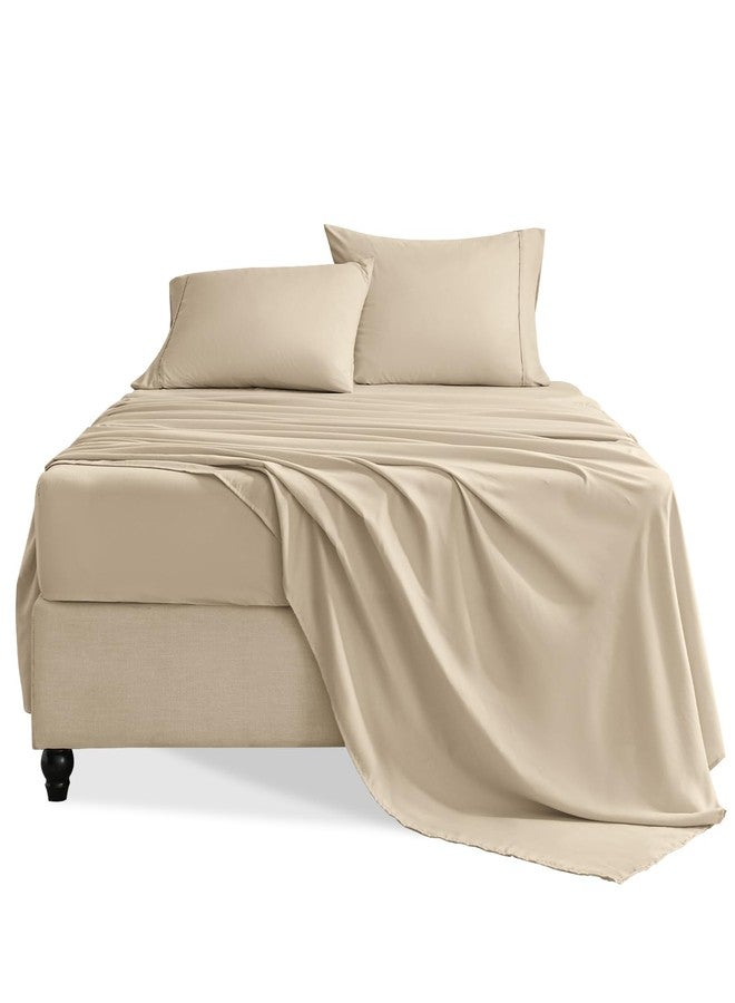 Swiftify Twin Sheets Set, 3 Pieces Hotel Luxury Soft Microfiber Bed Sheets Set, Up to 16" Deep Pockets, Oeko-Tex Sheets with Elastic, Breathable, Wrinkle Free (Beige, Twin) - Image 1
