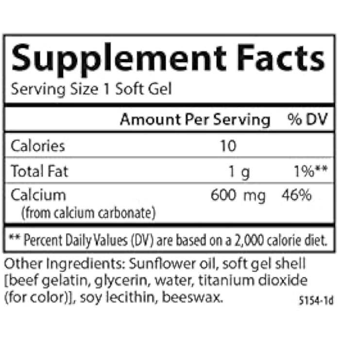 Carlson - Cal-600, 600 mg Calcium, Bone Support, Healthy Teeth & Optimal Wellness, 100+30 Softgels - Image 4