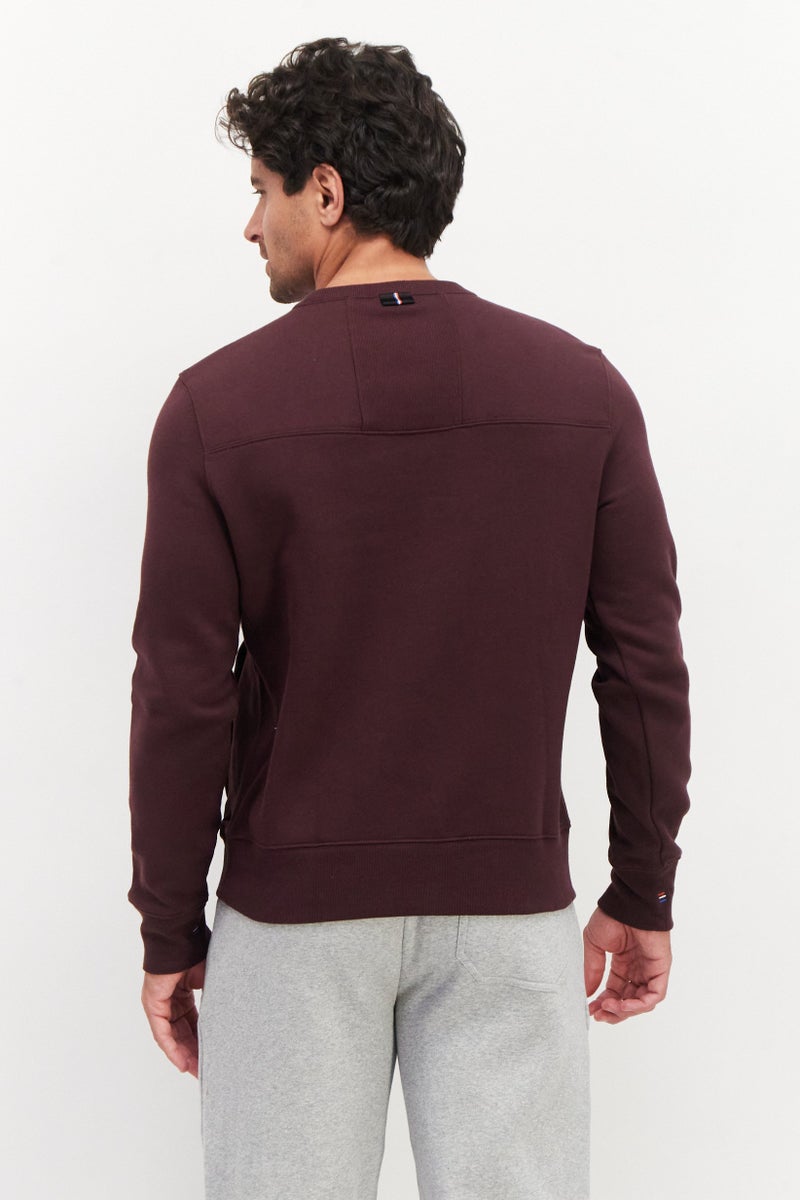 Fourlaps سويت شيرت رجالي بأكمام طويلة وياقة دائرية مطبوع، بورغندي - Image 2