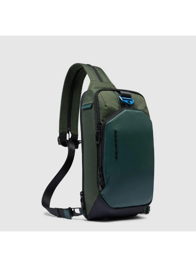 PIQUADRO Piquadro CA6632S137 Convertible Sling Bag for iPad Mini with RFID Protection, Recycled Fabric Crossbody Backpack