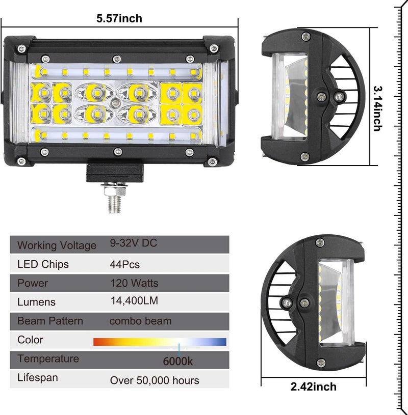 Auto Power Plus 5 Inch 120W Side Shooter LED Pods - Off Road Driving Fog Light Waterproof Combo Work Lights (2pcs) - Image 2