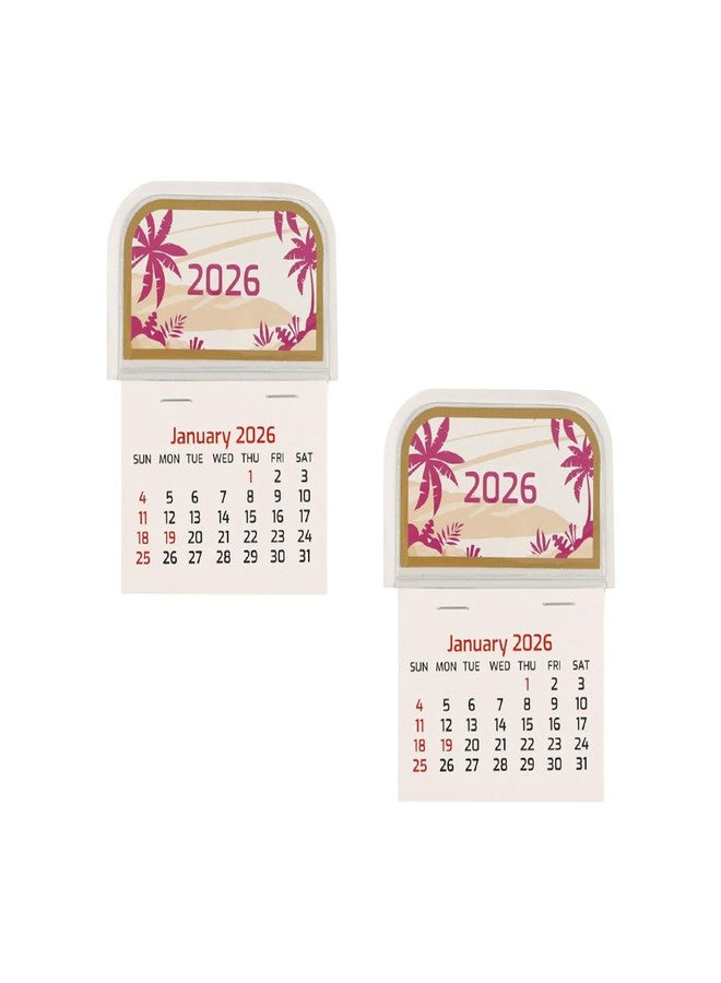 QCWN 2 Pcs 2026 Mini Stick on Calendars Small Wall Calendar 12 Month 2026 Calendar for Fridge Wall Car Home Organization Office School - Image 1