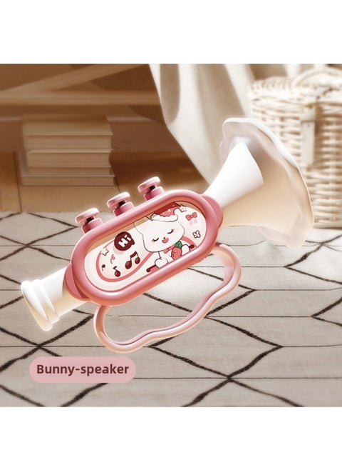 Puzzle Early Education Percussion Instrument Tambourine Enlightenment Infants Can Bite Hand Rattle Children's Tooth Gel Toys Hand Drum-Color:Pink Rabbit [laker] Opp Bag